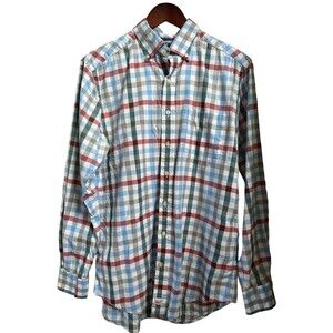 Vineyard Vines Men's Red/Navy/White/Blue Plaid Slim Fit MURRAY Shirt, Size Mediu